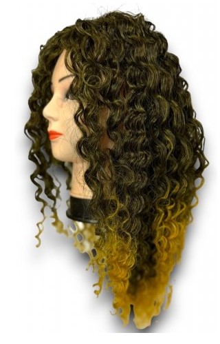 Kvalitná dámska parochňa - kučeravá- čierna s ombré